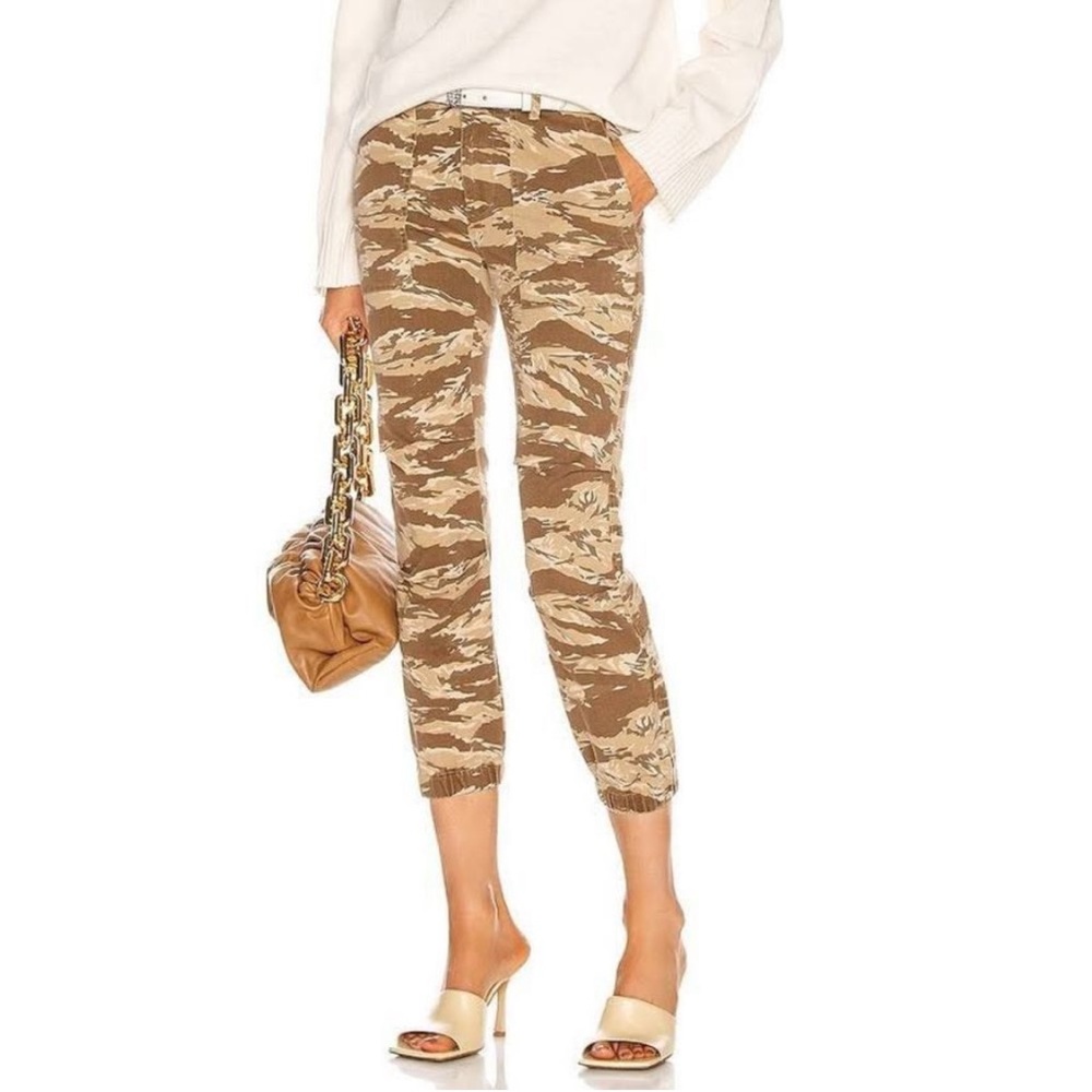 Nili Lotan Womens Sz 4 Cropped French Military Pant Jogger in Khaki Tiger Camo